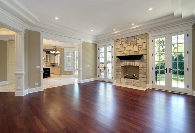 elegant dark hardwood flooring in dining area